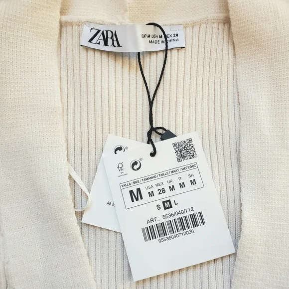 Zara Ribbed Knit Coat M Cream NWT - Picture 12 of 14